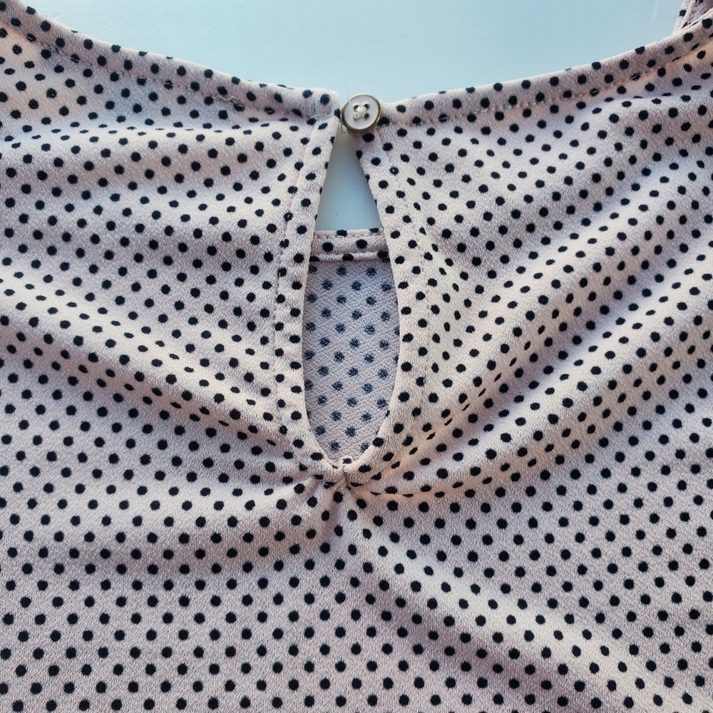 Adrianna Papell Pink Polka Dot Puff Sleeve Blouse Women's Size Small EUC - Picture 4 of 6